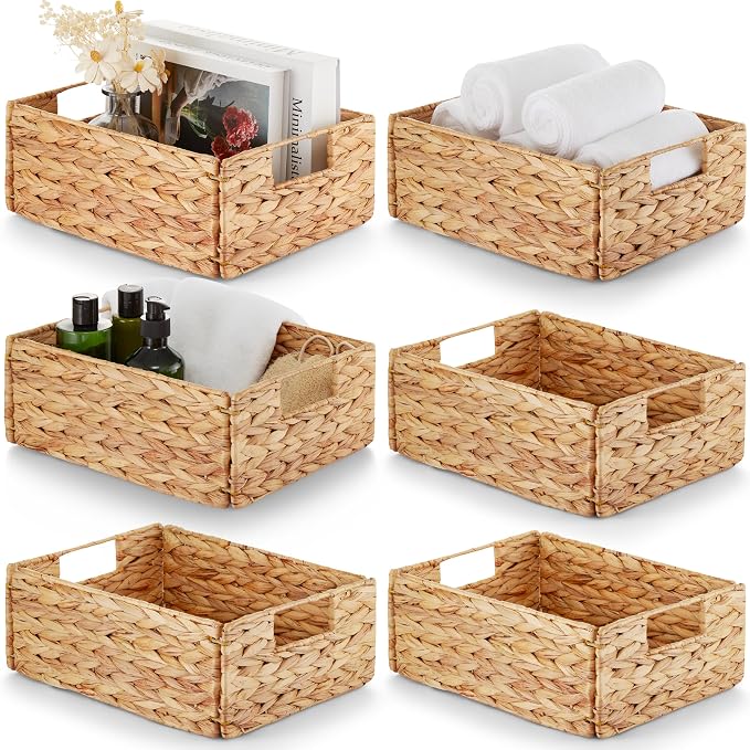 BLUEWEST Water Hyacinth Storage Baskets – Woven Hyacinth Organizer by BLUEWEST