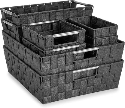 Sorbus Set of 9 Woven Storage Baskets – Mesh Hand-Woven Baskets by Sorbus