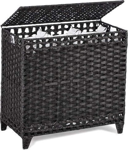 Laundry Hamper with 3 Removable Liner Bags; 132L Handwoven Rattan Laundry by Hermina
