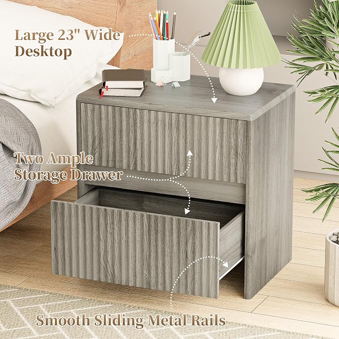 Fluted Nightstand, Modern Night Stand - Image 5