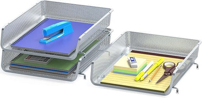 Simple Houseware Stackable Desk File Document Letter Tray Organizer, 3 Packs - Image 2
