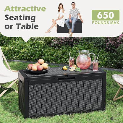 Outdoor Storage Box, 60 Gallon Outside Deck Box Waterproof, Resin Outdoor - Image 6