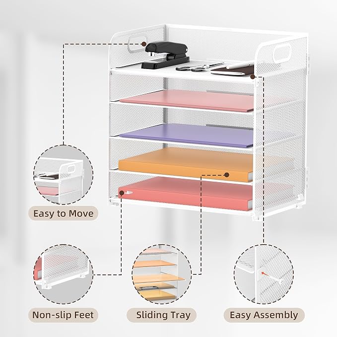 Supeasy 5 Trays Paper Organizer Letter Tray - Image 3