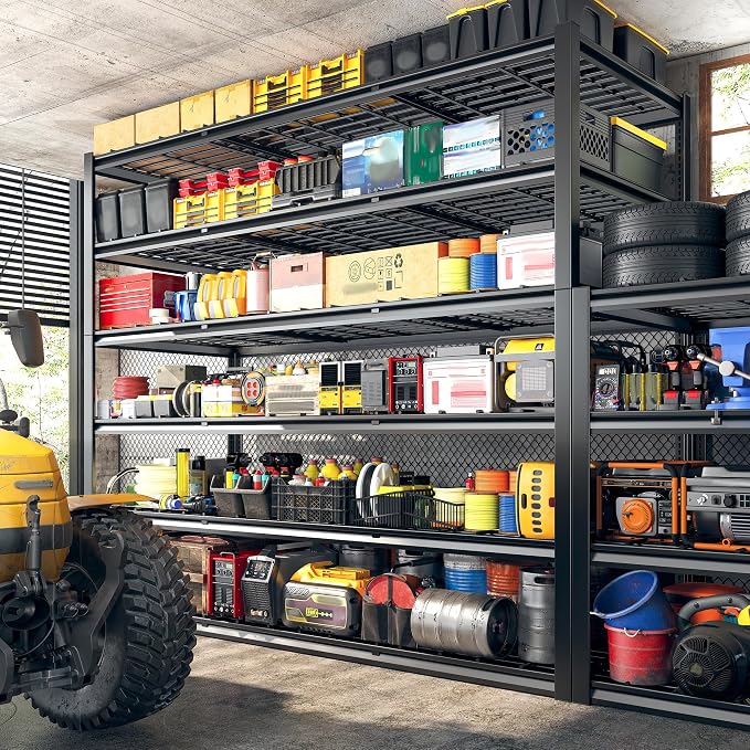 REIBII 60" W Garage Shelving, 3000LBS Metal Shelving Units, 6 Tier Storage - Image 7
