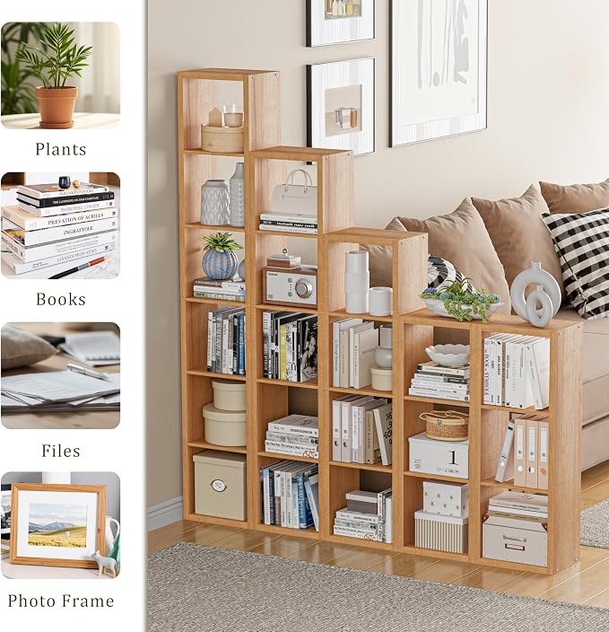 Tall Cube Storage Organizer Bookcase, 5 Tier 11 inch Open Back Cubical Shelf - Image 7