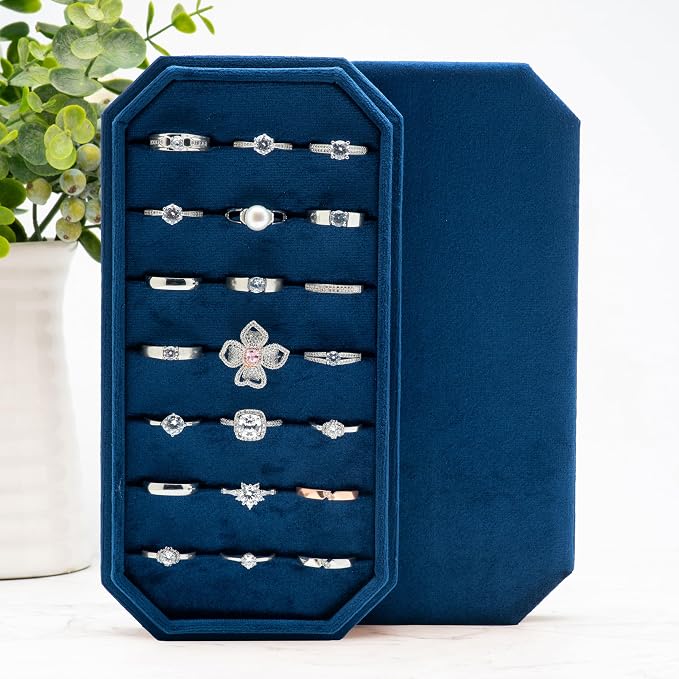 Velvet Ring Organizer Display Tray Jewelry Box Earring Holder Case - Image 5