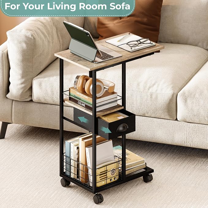 Rolling C Shaped Side Table - Image 7