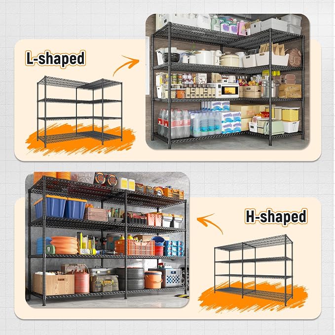 REIBII 81.5''W Storage Shelves 3680LBS Garage Shelving Heavy Duty 4 Tier Metal - Image 7