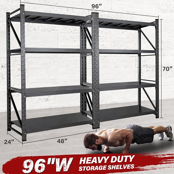 Set of 2 48" Wide Heavy Duty Garage Shelving Units, 3000LBS 24 Deep Storage - Image 2