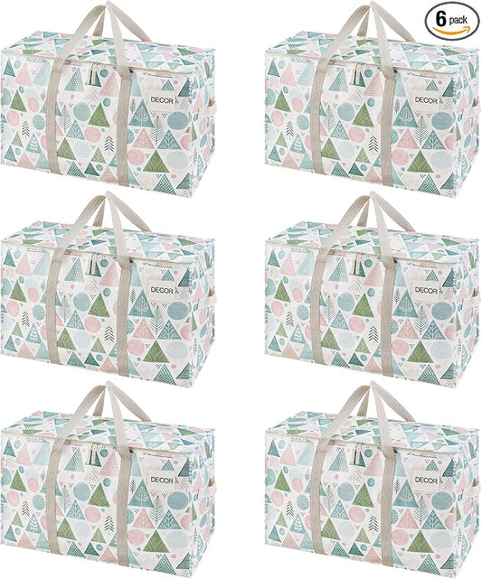 VENO 6 Pack Moving Bags and Large Christmas Storage Bins by Veno