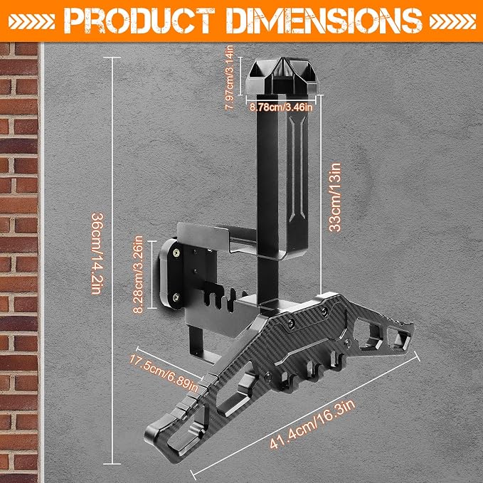 HLOGREE Motorcycle Helmet Holder Rack Wall Mount, Tactical Equipment, Metal - Image 7