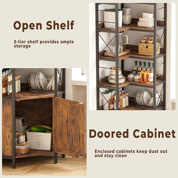 IRONCK Bookshelves 5 Tiers, Corner Bookshelf - Image 5