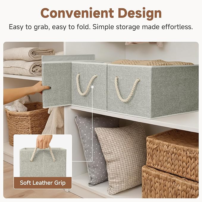 StorageWorks Storage Baskets for Shelves, Foldable Fabric Closet Storage Bins - Image 5