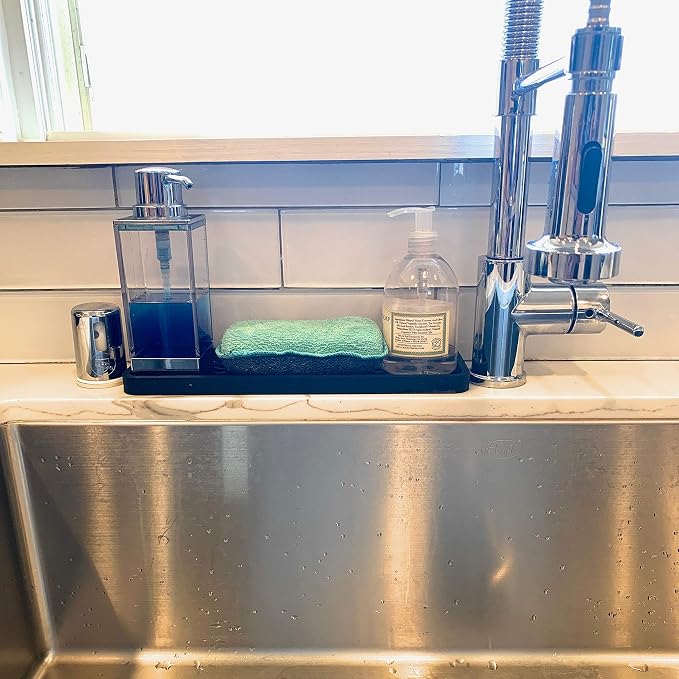 Happitasa Silicone Kitchen Sink Organizer Tray, Sponge Holder and Countertop - Image 3
