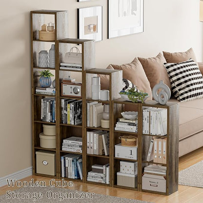 Tall Cube Storage Organizer Bookcase, 6 Tier 11 inch Open Back Cubical Shelf - Image 5