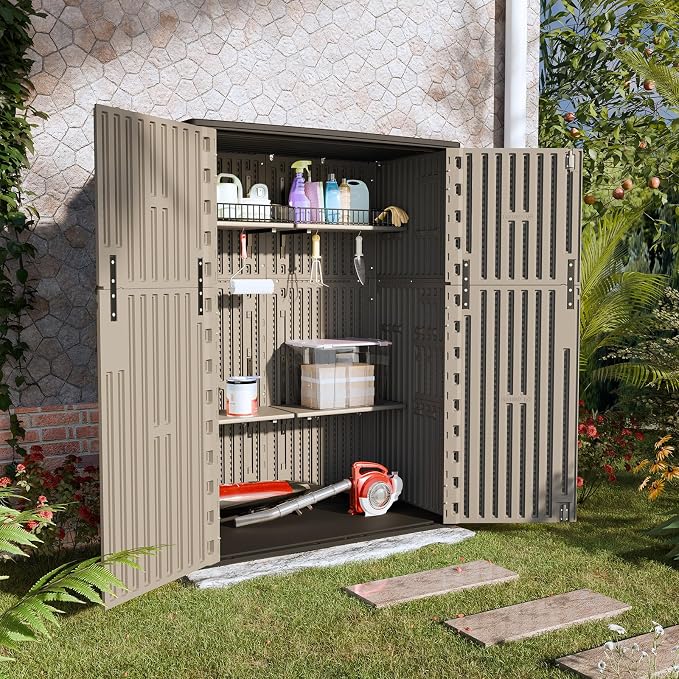 HOMSPARK Outdoor Storage Shed Weather Resistance, Patio Storage Cabinet - Image 5