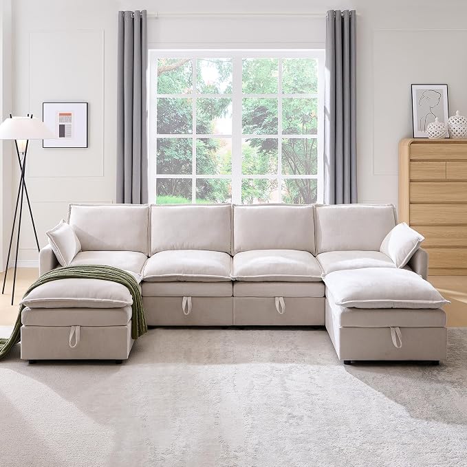 116.54" Sectional Couches for Living Room, Cloud Couch Sectional - Image 4
