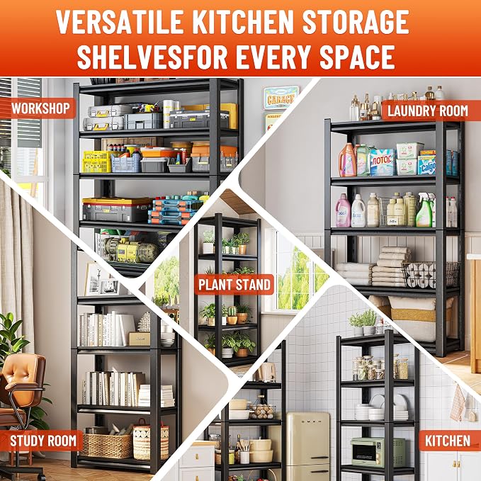 2-Tier Metal Storage Shelves, Adjustable Heavy Duty Shelving Units, Kitchen - Image 7