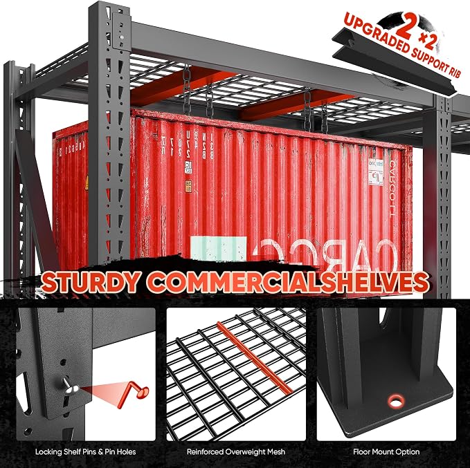 Bepatio 93" W 4-Tier Industrial Garage Shelving 9348LBS Heavy Duty Shelving - Image 7