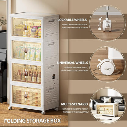 340 QT / 85 Gal Magnetic Door Storage Bins Collapsible Stackable w/1 Lid - Image 6