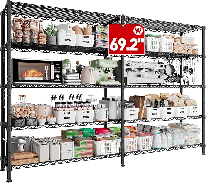 REIBII 70" W Storage Shelves Heavy Duty Load 1600LBS, Metal Shelving 5-Tier - Image 5