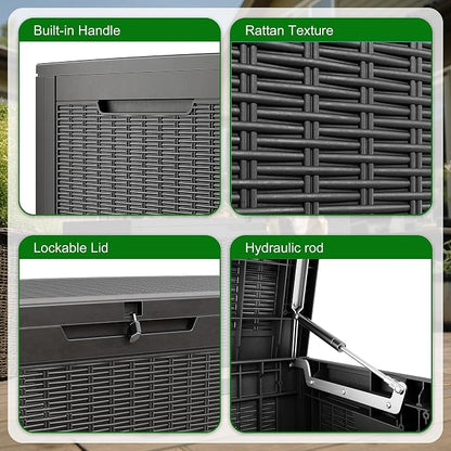120 Gallon Outdoor Deck Box, Storage Lockable Waterproof Patio Furniture - Image 4