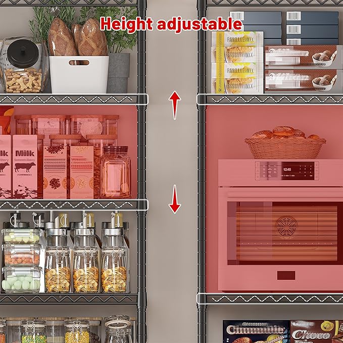 REIBII 45.5''W Storage Shelves Wire Shelving, 5 Tier Pantry Shelves - Image 6