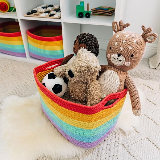 OrganiHaus Set of 3 Rainbow Woven Storage Baskets - Image 5