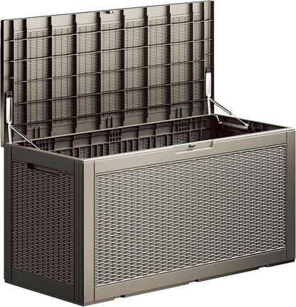 100 Gallon Deck Box, Resin Outdoor Indoor Waterproof Storage Box, Lockable by Kdymod
