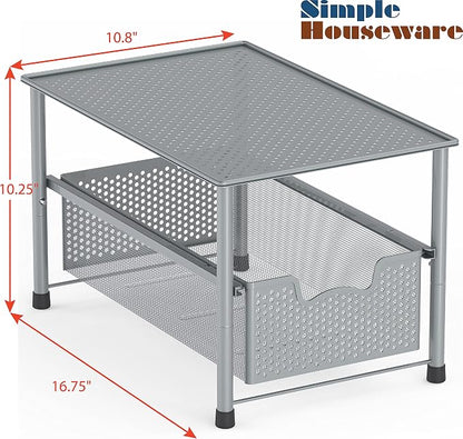Simple Houseware Stackable Under Sink Cabinet Sliding Basket Organizer Drawer - Image 3