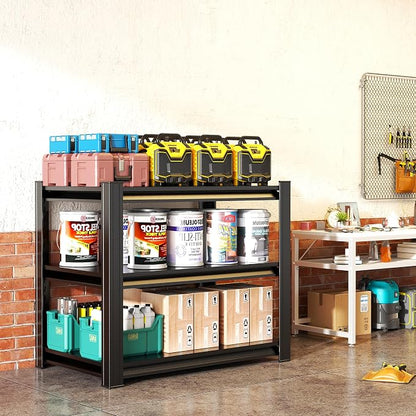 Heavy Duty Garage Shelving, Metal Storage Shelves, 3 Tier Adjustable Storage by Unknown