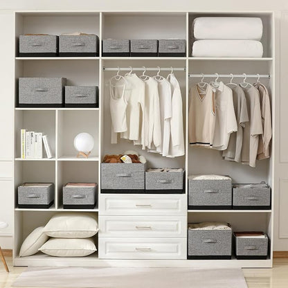 Linen Folding Storage Bins, 3 Pack Large Storage Baskets, Clothing Storage Bins - Image 4