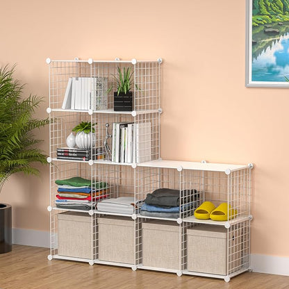 TUMUCUTE Cube Storage Organizer, Metal 12-Cube Shelves Bookshelf, Portable - Image 2
