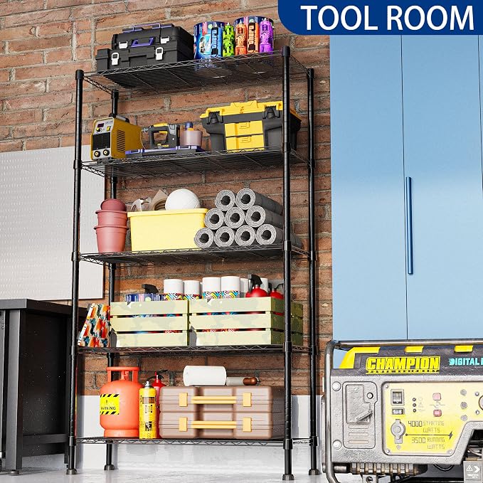 REGILLER 5-Wire Shelving Metal Storage Rack Adjustable Shelves, Standing - Image 4
