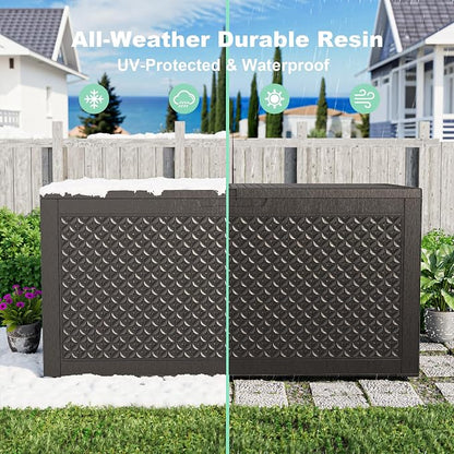 100 Gallon Resin Deck Box, Lockable Outdoor Storage Box - Image 7