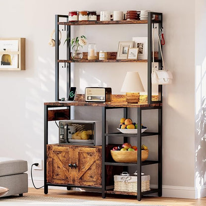 IRONCK Bakers Rack with Cabinet, Kitchen Bakers Rack with Power Outlets - Image 7