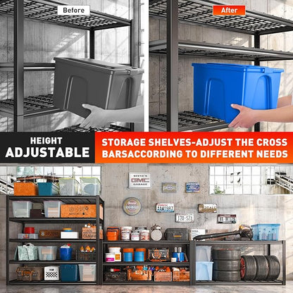 REIBII 48.2''W Garage Shelving Heavy Duty Metal Shelving 3000LBS Storage - Image 6