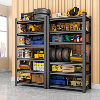 Storage Shelves, Garage Metal Shelving Unit, Adjustable, Double-Layer Column - Image 6