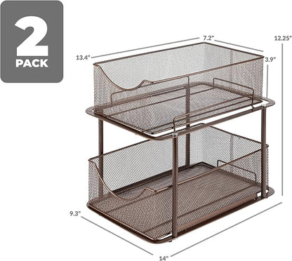 Sorbus 2 Sets of 2 Tier Metal Under Sink Organizer - Image 3