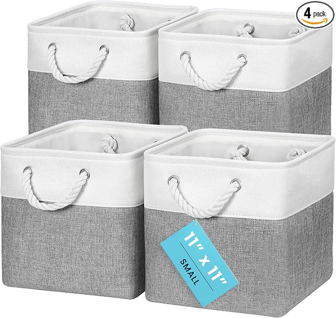 OrganiHaus 11x11 Cube Storage Bins 4 Pack, Foldable Cube Storage Organizer w/ by OrganiHaus
