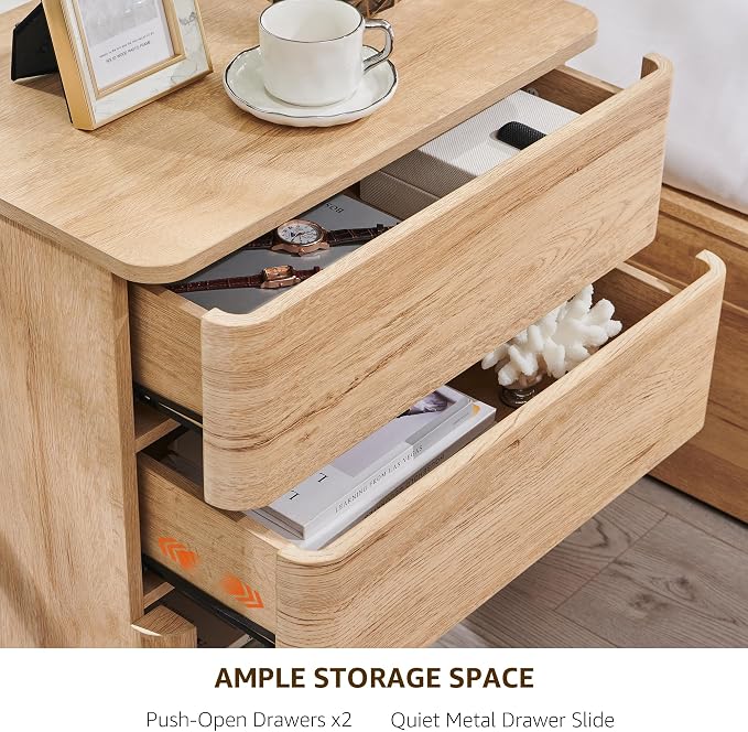 ACCOHOHO Nightstand with Charging Station, Large Modern End Table - Image 4
