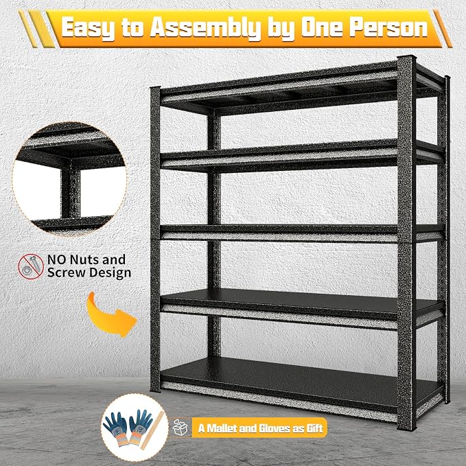 48" W Garage Shelving Heavy Duty, 3000LBS Loads Garage Storage Shelves Heavy - Image 5