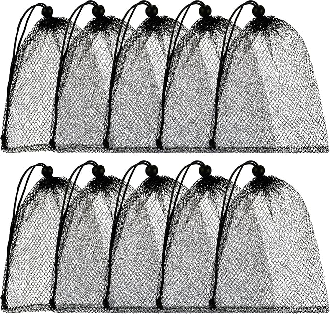 TecUnite 10 Pcs Mesh Bags Drawstring Laundry Bags Large Nylon Mesh Gift by TecUnite