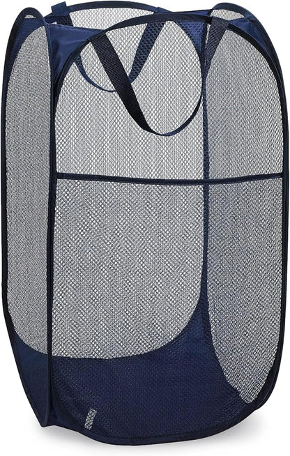 Handy Laundry Collapsible Mesh Foldable Hamper 14" x 14' x 24" Navy Blue by Handy+Laundry