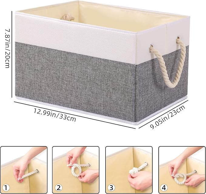 Yawinhe Foldable Storage Basket 3-Pack, Large Fabric Bins - Image 5