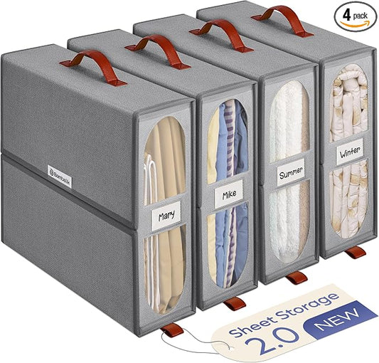 4x Bed Sheet Organizer Storage Boxes by Unknown