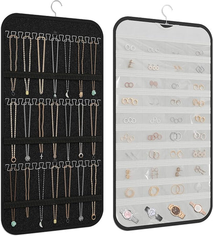 Hanging Jewelry Organizer Storage, 40 Pockets 36 Hooks Necklace Earring by DonYeco