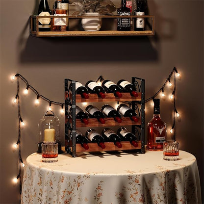 X-cosrack Wine Rack Countertop, 3-Tier 12 Bottles Small Wine Rack Stackable - Image 7