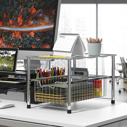 Simple Houseware Chrome Metal Stackable Storage Rack, 16.75 in L x 10.8 in W x - Image 3