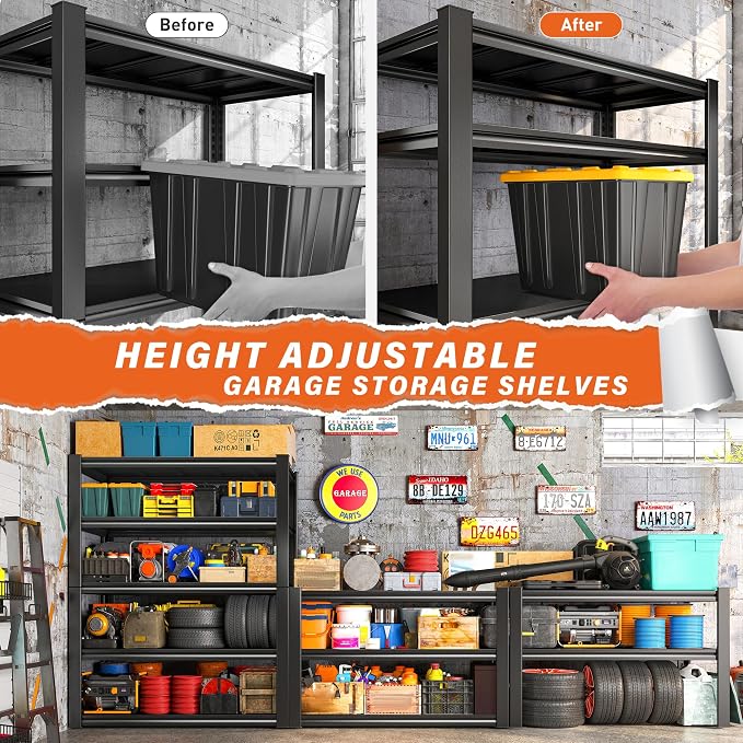 REIBII Garage Shelving Heavy Duty 2500LBS Storage Shelves 40" W Garage Shelves - Image 6